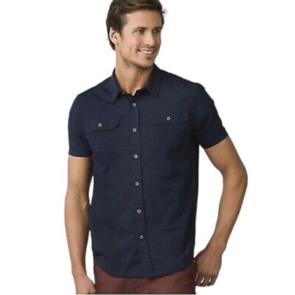 💫HP‼️💫 NWT Men’s PRANA Cayman Button Down Shirt in Nautical Blue, XS